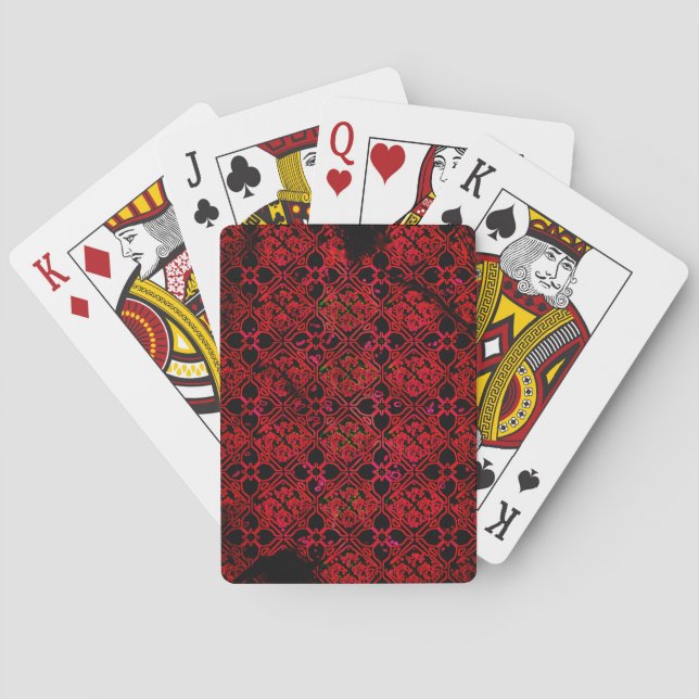 Cool Grunge Red Medieval Print Playing Cards (Back)