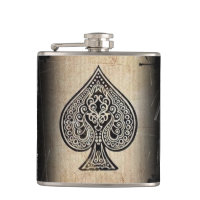 Cool Grunge Retro Artistic Poker Ace Liquor Flask