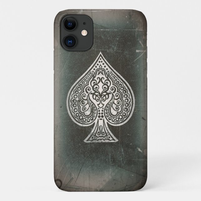 Cool Grunge Retro Artistic Poker Ace Of Spades Case-Mate iPhone Case (Back)