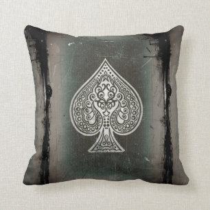 Cool Grunge Retro Artistic Poker Ace Of Spades Throw Pillow