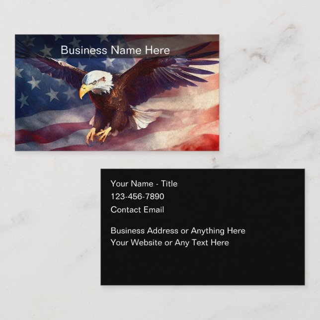 Cool Grunge Style Eagle Patriotic Business Cards (Front/Back)