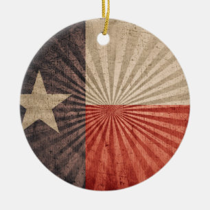 Cool Grunge Texas Flag Ceramic Ornament