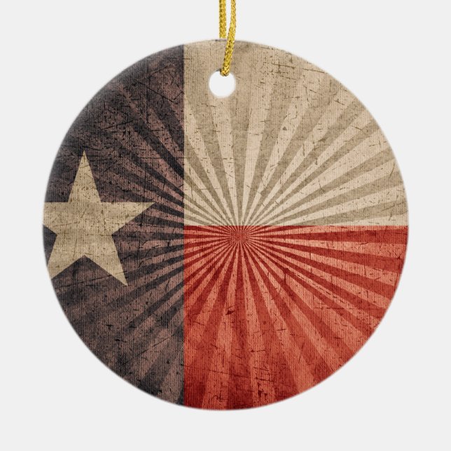 Cool Grunge Texas Flag Ceramic Ornament (Front)