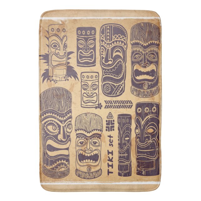 Cool Grunge Vintage Tiki Set Bath Mat (Front Vertical)