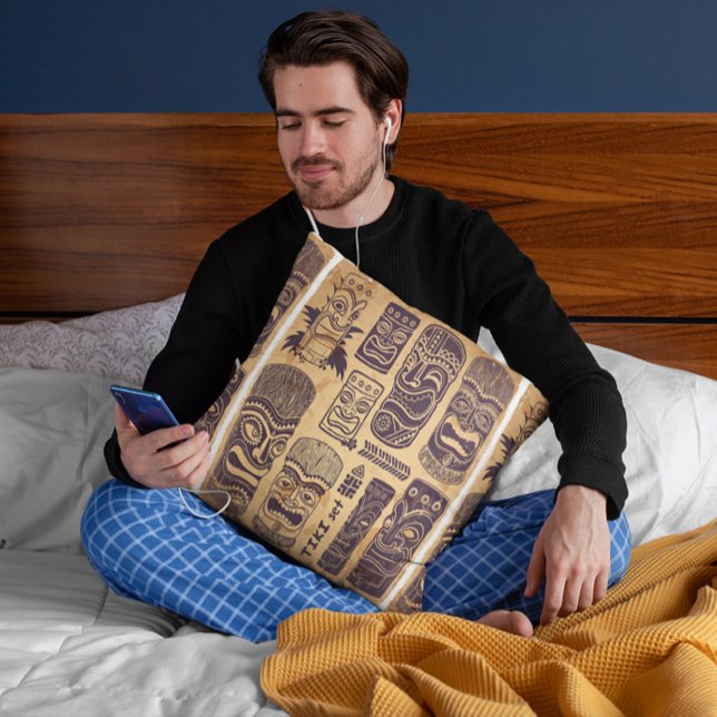 Cool Grunge Vintage Tiki Set Throw Pillow (Creator Uploaded)