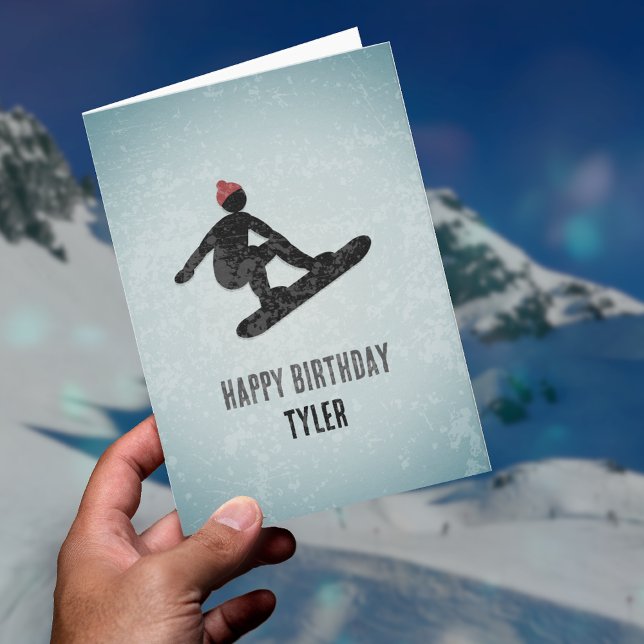 Cool Grungy Snowboarder on Distressed Metal custom Card (Creator Uploaded)