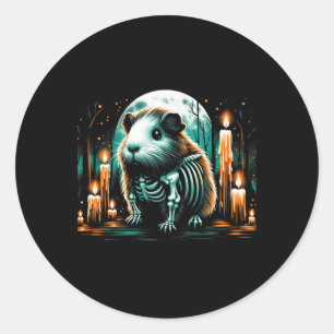 Cool Guinea Pig Skeleton Halloween Christmas Birth Classic Round Sticker