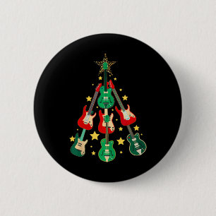 Cool Guitar Christmas Tree Guitar Lovers Christmas 2 Inch Round Button
