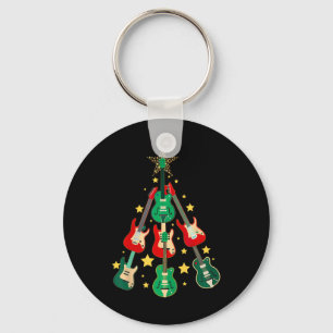 Cool Guitar Christmas Tree Guitar Lovers Christmas Keychain