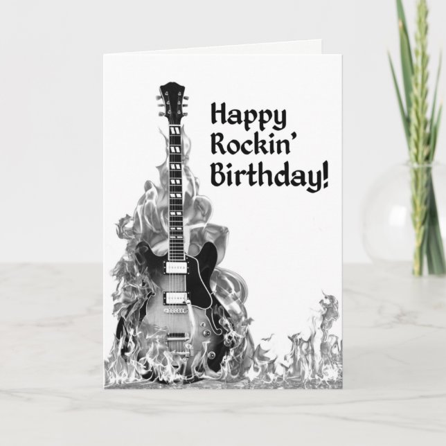 Cool Guitar Musician Rockstar Rock & Roll Birthday Card (Front)