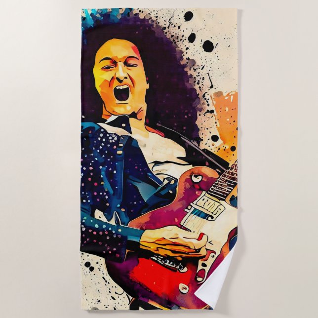 cool guitarist beach towel (Front)