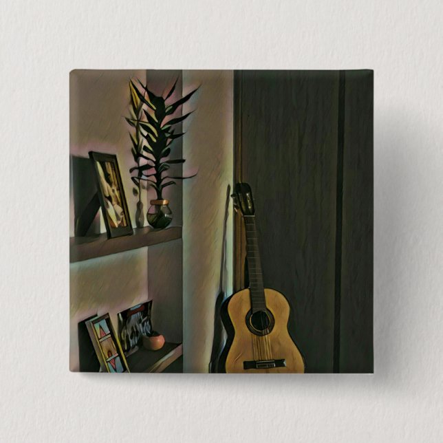 Cool guitarist gift 2 inch square button (Front)