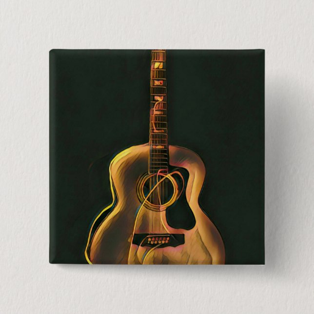 Cool guitarist gift 2 inch square button (Front)
