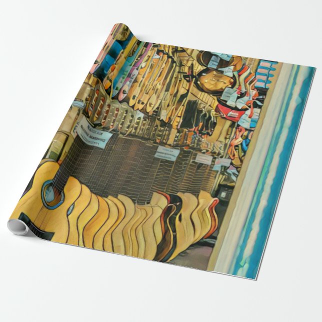 Cool guitarist gifts wrapping paper (Unrolled)