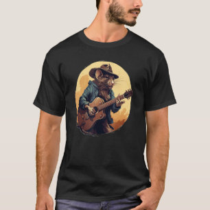 Cool Guitarist Rat with Cowboy Hat and acoustic Gu T-Shirt