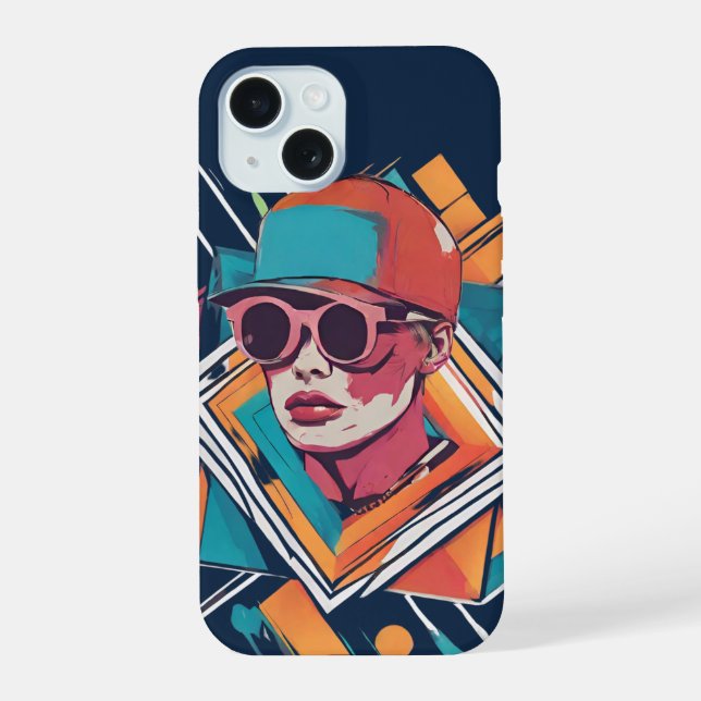 Cool Guy, Abstract Dynamic Pop Art iPhone 15 Case (Back)