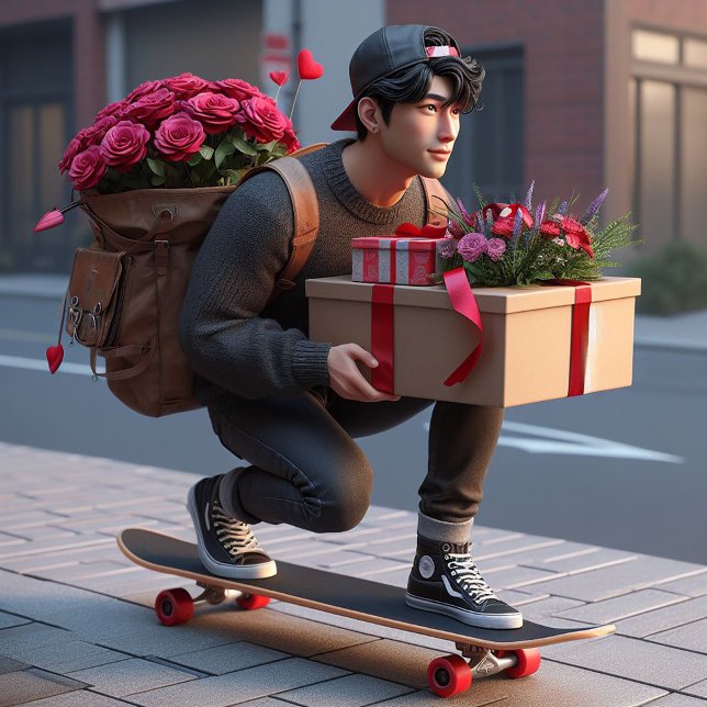 Cool Guy on Skateboard with Valentines Holiday Card (Creator Uploaded)