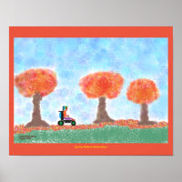 Cool Guy Rolling in Autumn leavesposter
