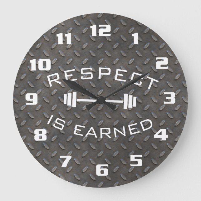 Cool Gym Motivational Respect Is Earned Large Clock (Front)