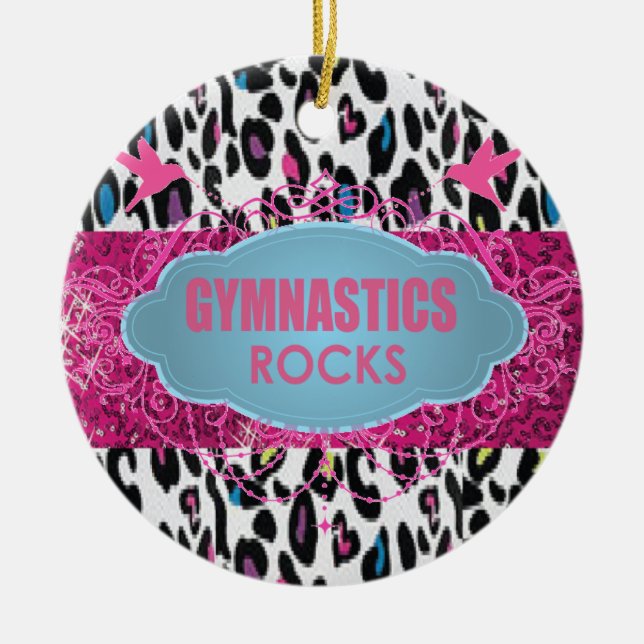 COOL Gymnastic Rocks Pink SPARKLE Ornament (Front)