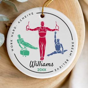 Cool gymnastics player personalized keepsake ceramic ornament