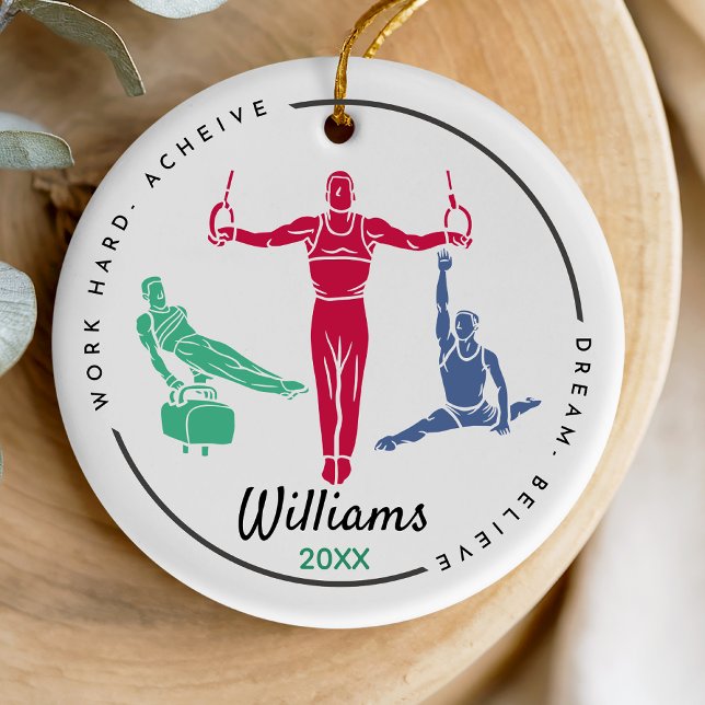Cool gymnastics player personalized keepsake ceramic ornament (Creator Uploaded)