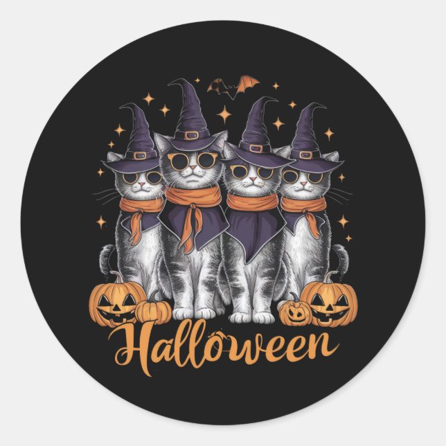 Cool Halloween Cats Gift for Daughter Gift for Her Classic Round Sticker (Front)