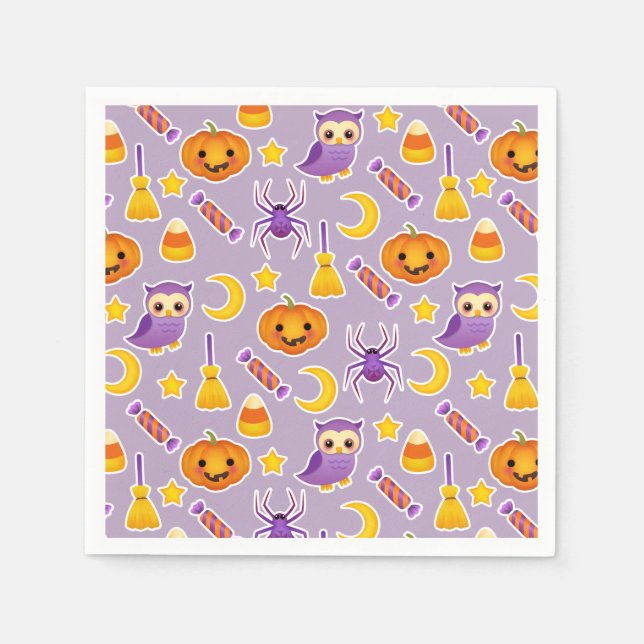 Cool Halloween Purple Pattern Design Napkin (Front)