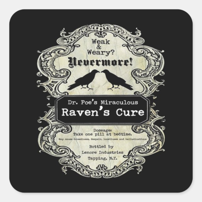 Cool Halloween Raven;s cure Square Sticker (Front)