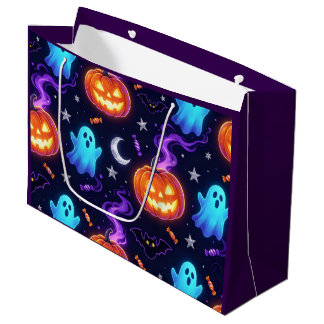 Cool Halloween Theme Neon Palette Large Gift Bag