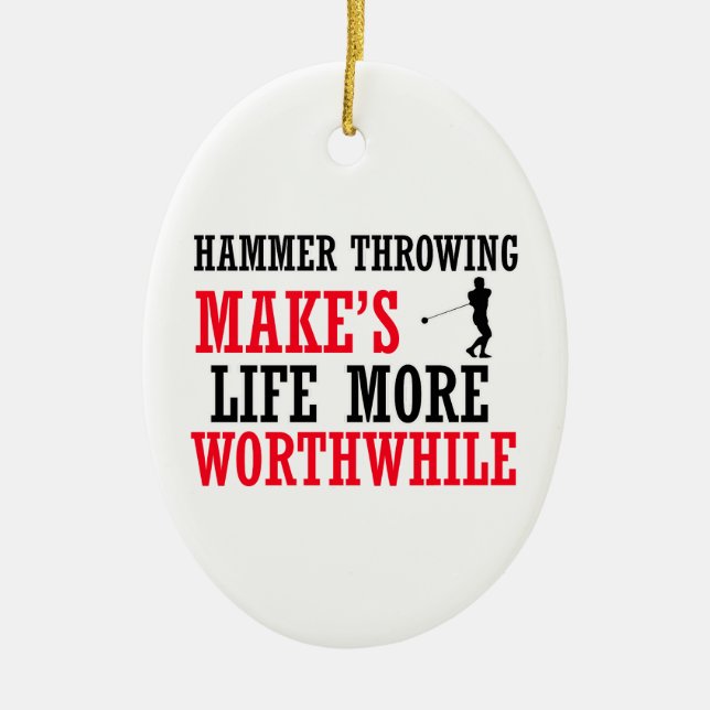 cool hammer Throwing design Ceramic Ornament (Front)