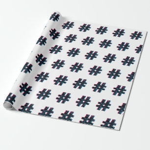 Cool Hand Drawn 3D Effect Hashtag Symbol Wrapping Paper