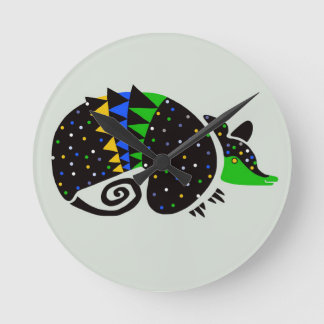 Cool hand drawn ARMADILLO -Wildlife - Nature Round Clock