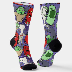 Cool hand drawn cartoon illustration ghost socks