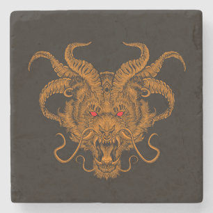 Cool Hand Drawn Dragon Head Illustration Stone Coaster