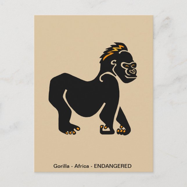 Cool hand drawn - GORILLA  - Ape - Primate -  Postcard (Front)
