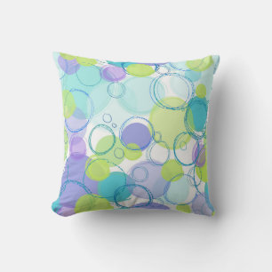 Cool Hand Drawn Pastel Circles and Bubbles Throw Pillow