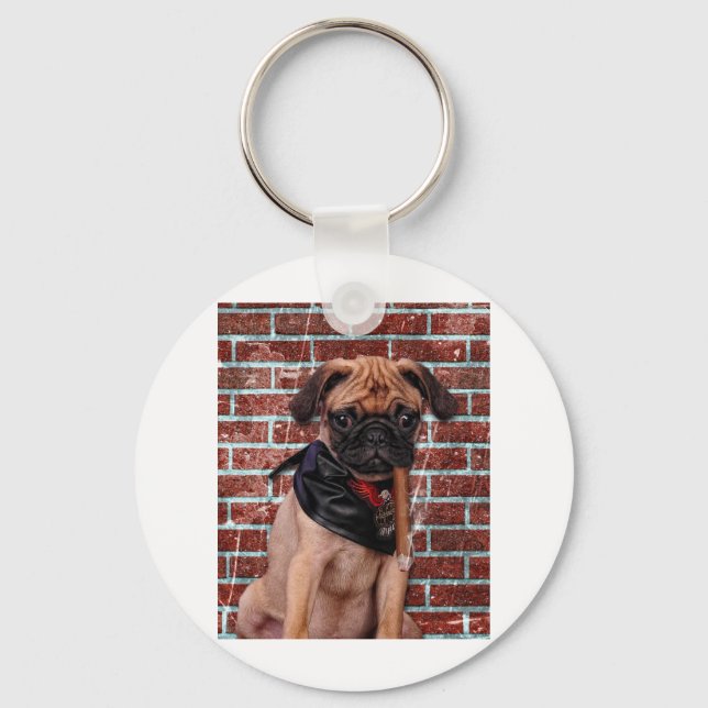 Cool Hand Pug Keychain (Front)