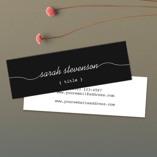 Cool Handwritten Script Simple Black Mini Mini Business Card (Creator Uploaded)