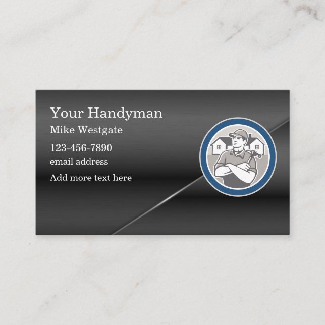 Cool Handyman Modern Retro Business Cards (Front)