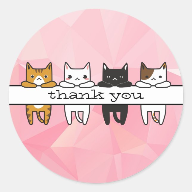 Cool hanging cats any occasion thank you classic round sticker (Front)