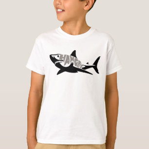 Cool Hangry Shark silhouette & Text Black and Grey T-Shirt