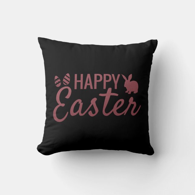 Cool Happy Easter Bunny Throw Pillow (Front)