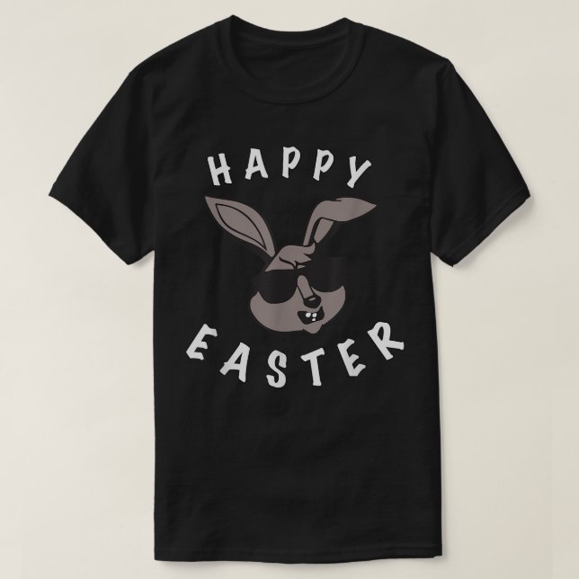 Cool Happy Easter Bunny with Shades  T-Shirt (Design Front)