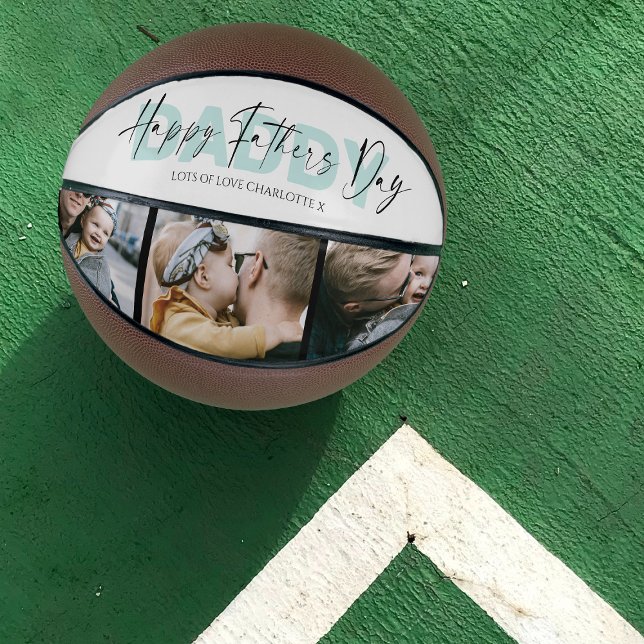 Cool Happy Fathers Day Daddy 3 Photo Collage Basketball (Creator Uploaded)