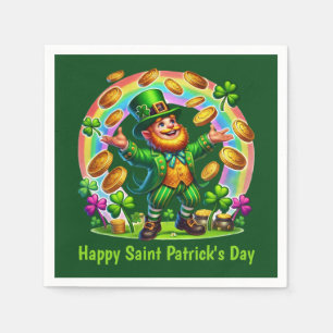Cool Happy Saint Patrick's Day Leprechaun  Napkin