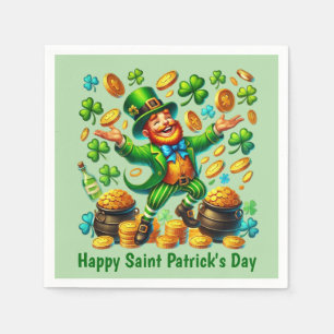 Cool Happy Saint Patrick's Day Leprechaun  Napkin