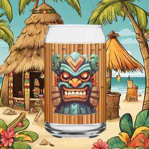 Cool Hawaii tiki head party Can Glass