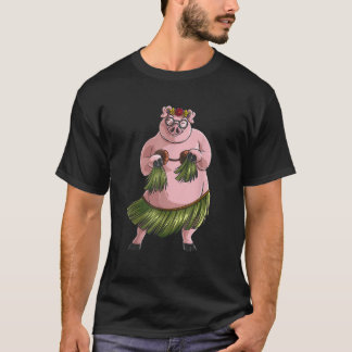 Cool Hawaiian Luau Pig Funny Boar Lover Hula Danci T-Shirt