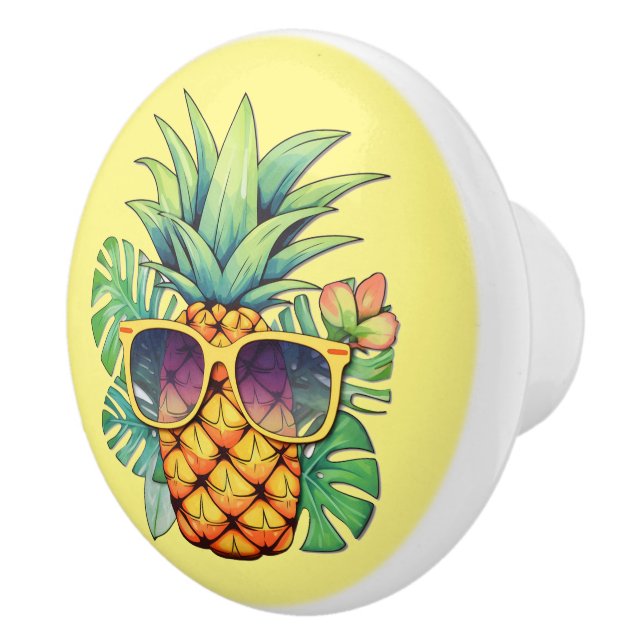 Cool Hawaiian pineapple  Ceramic Knob (Right)